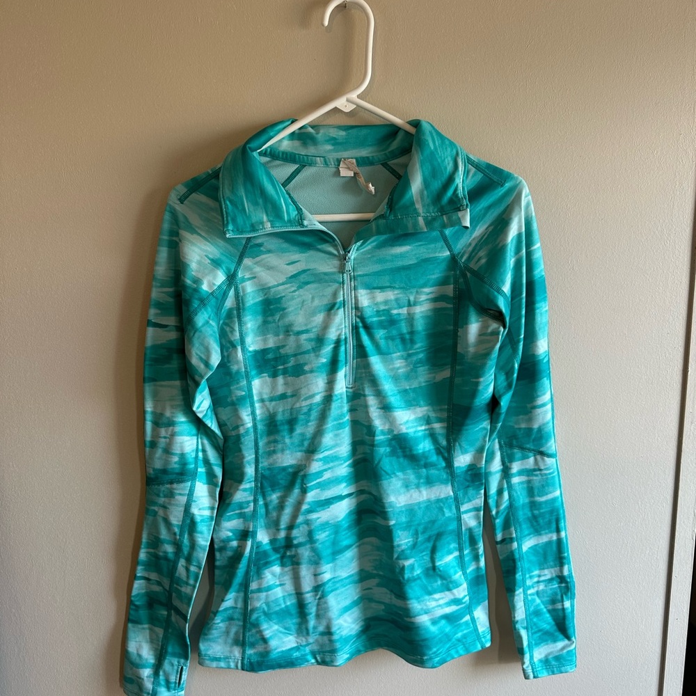 Teal and White Under Armour Quarter-Zip Pullover